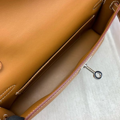 HERM Kelly Elan Handmade Bag In Gold Epsom Leather