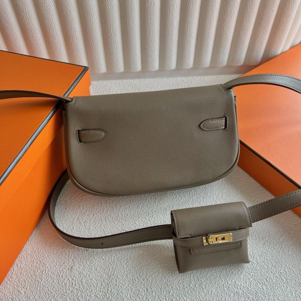 HERM Kelly Moove Handmade Bag in Taupe Swift Calfskin