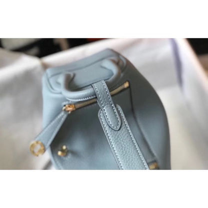 HERM Lindy Mini Bag In Blue Lin Clemence Leather GHW
