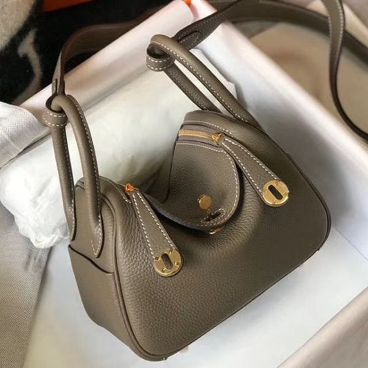 HERM Lindy Mini Bag In Taupe Clemence Leather GHW