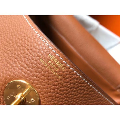 HERM Lindy 26cm Bag In Gold Clemence Leather GHW