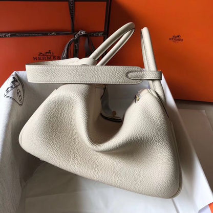 HERM Lindy 30cm Bag In Beton Clemence Leather GHW