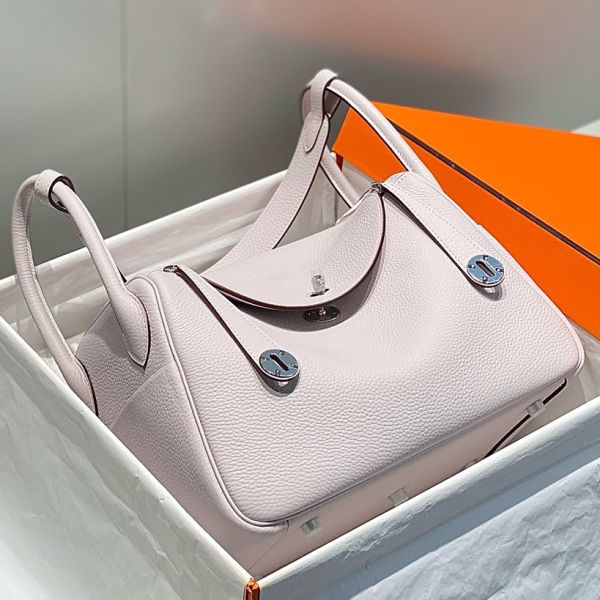 HERM Lindy 30cm Bag In Mauve Pale Clemence Leather PHW