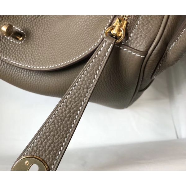 HERM Lindy 30cm Bag In Taupe Clemence Leather GHW