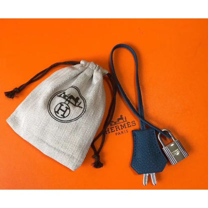 HERM Picotin Lock 22 Bag In Blue Agate Clemence Leather