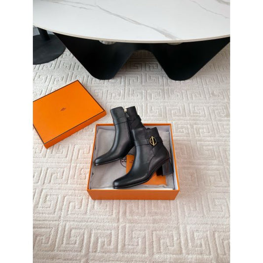 HERM Jill 60 Ankle Boots in Black Calfskin