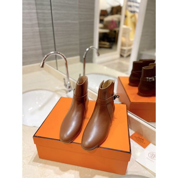 HERM Neo Ankle Boots in Brown Calfskin