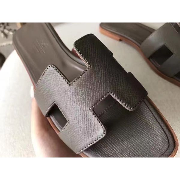 HERM Oran Sandals In Etoupe Epsom Leather