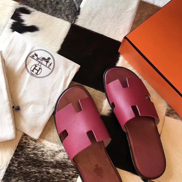 HERM Izmir Sandals In Fuchsia Epsom Leather