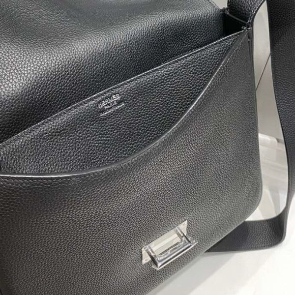 HERM Steve Light Junior Messenger Bag in Black Clemence Leather