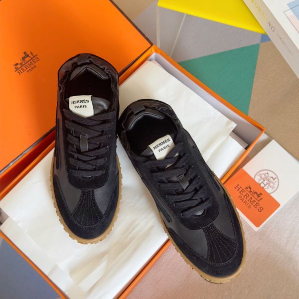 HERM Men's Jet Sneakers in Black Nappa Leather