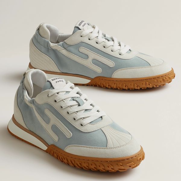 HERM Men's Jet Sneakers in Blue/White Suede Leathe