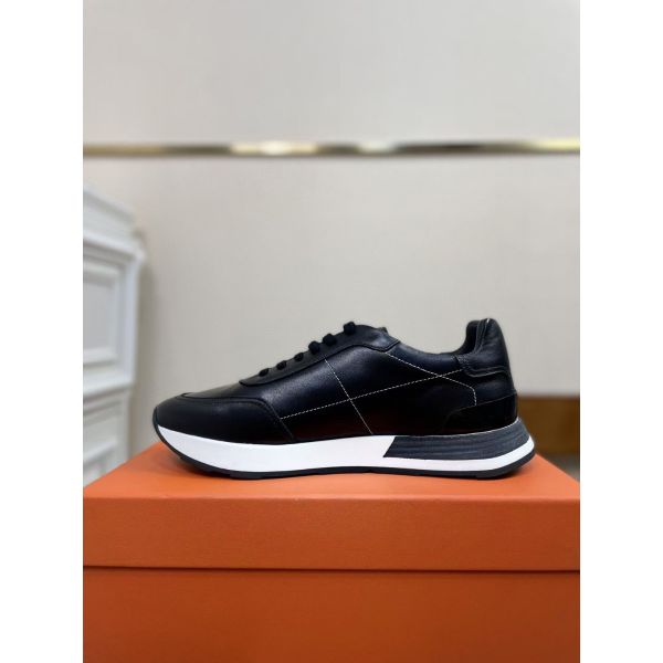 HERM Men's Drive Sneakers In Black Leather