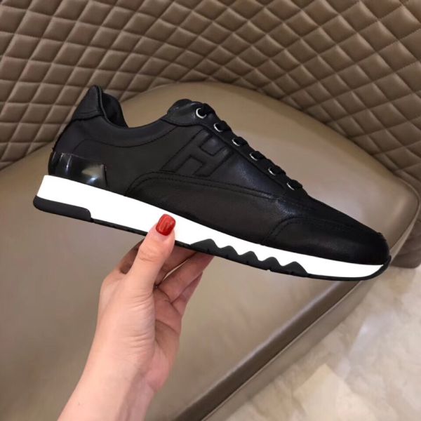 HERM Men's Trail Sneakers In Black Calfskin Leather