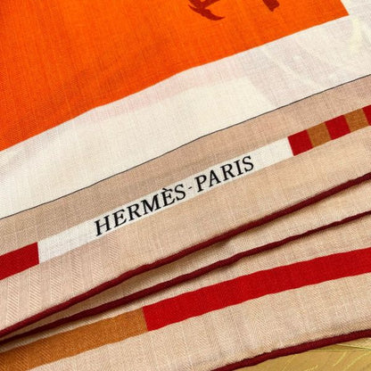 HERM Orange Voitures en Equilibre Shawl 140