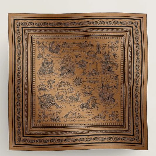 HERM Caramel Tatouages Marins Bandana Shawl 140