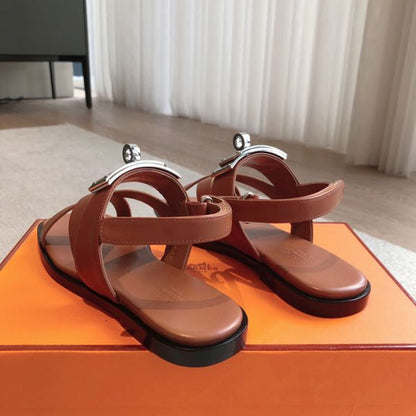 HERM Women's Ines Sandals in Brown Leather