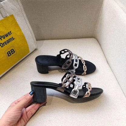 HERM Tandem Sandals In Gold/Silver Lambskin