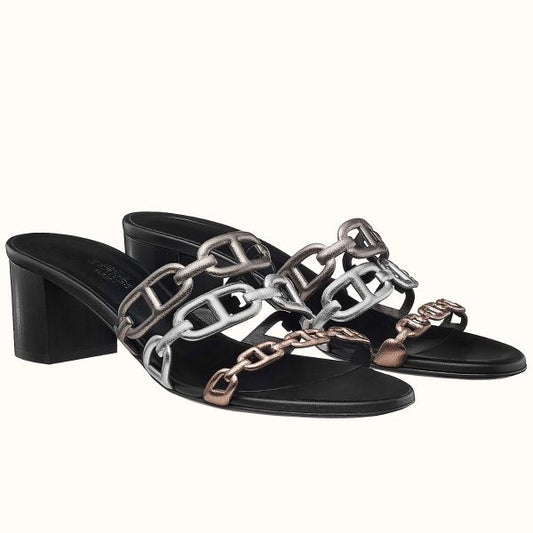HERM Tandem Sandals In Gold/Silver Lambskin