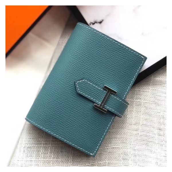 HERM Bearn Mini Wallet In Blue Jean Epsom Leather