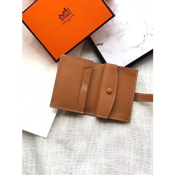 HERM Bearn Mini Wallet In Gold Epsom Leather