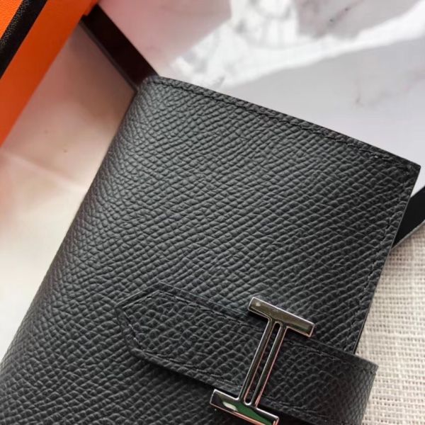 HERM Bearn Mini Wallet In Black Epsom Leather