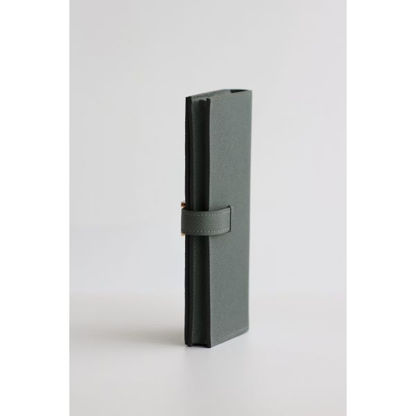 HERM Bearn Long Handmade Wallet in Vert Amande Epsom Calfskin