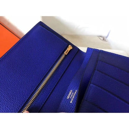 HERM Blue Electric Epsom Bearn Gusset Wallet