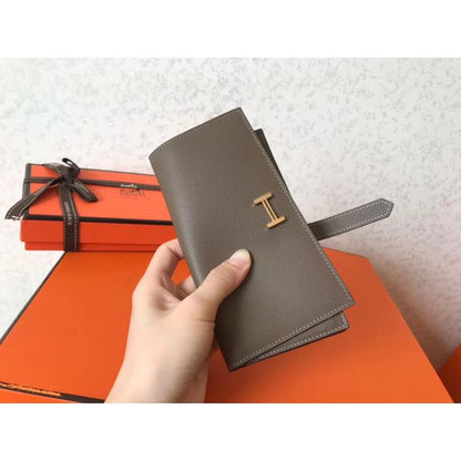 HERM Taupe Epsom Bearn Gusset Wallet