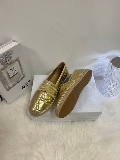GRANVILLE ESPADRILLE GOLD QUILTED CANNAGE CALFSKIN