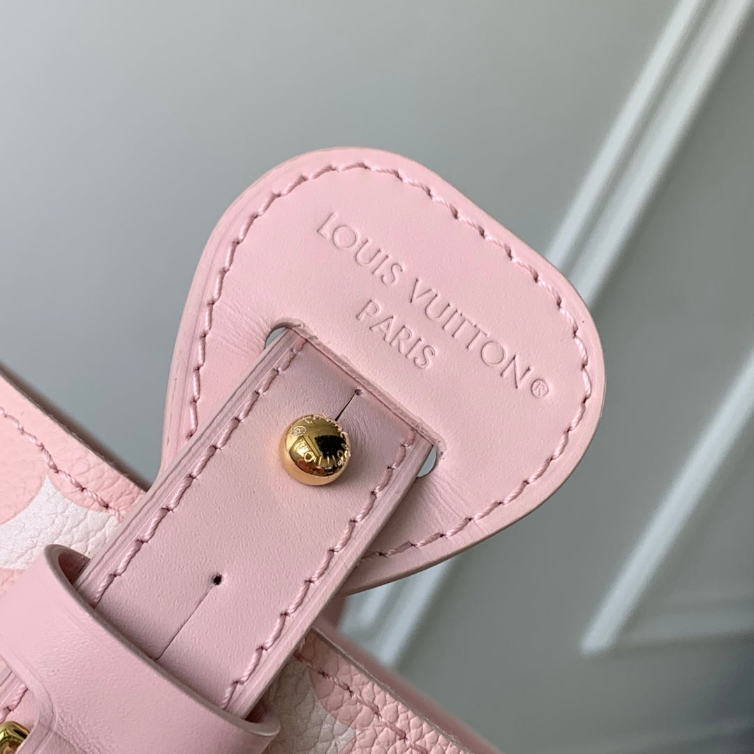 ALL IN BB BAG 18 IN QUARTZ PINK AND BEIGE EMBOSSED COWHIDE