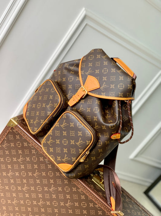 MONTSOURIS CARGO BACKPACK 40 IN BROWN MONOGRAM LAMBSKIN