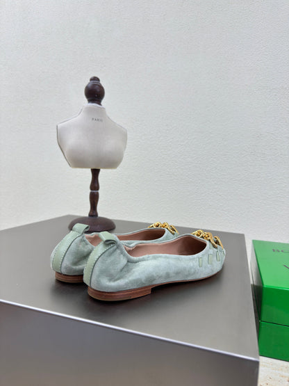 BALLET FLAT IN LIGHT BLUE SUEDE