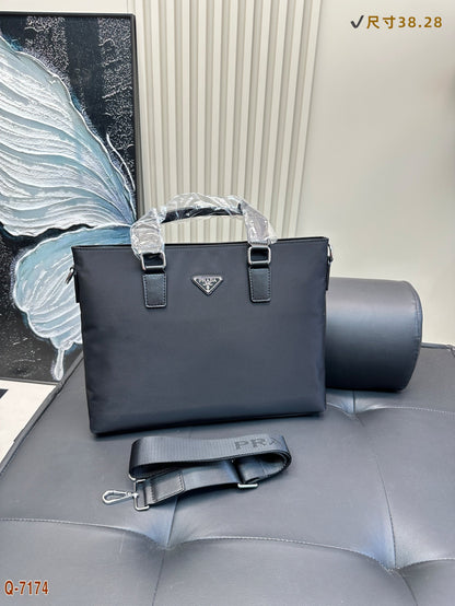 EMBOSSED LOGO BRIEFCASE 38 IN BLACK FABRIC