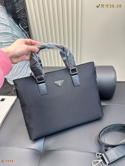 EMBOSSED LOGO BRIEFCASE 38 IN BLACK FABRIC