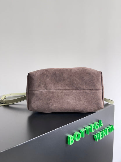 SMALL PINACOTECA REVERSIBLE TOTE BAG 24 IN MATCHA LAMBSKIN AND BROWN SUEDE