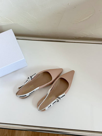 J'ADIOR SLINGBACK FLAT NUDE PINK TECHNICAL FABRIC