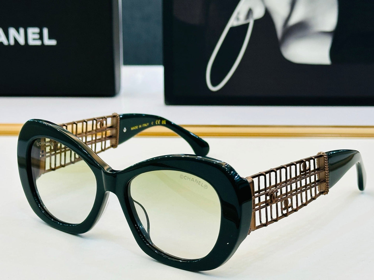 CAT EYE SUNGLASSES CH9170 IN ACETATE GOLD METAL