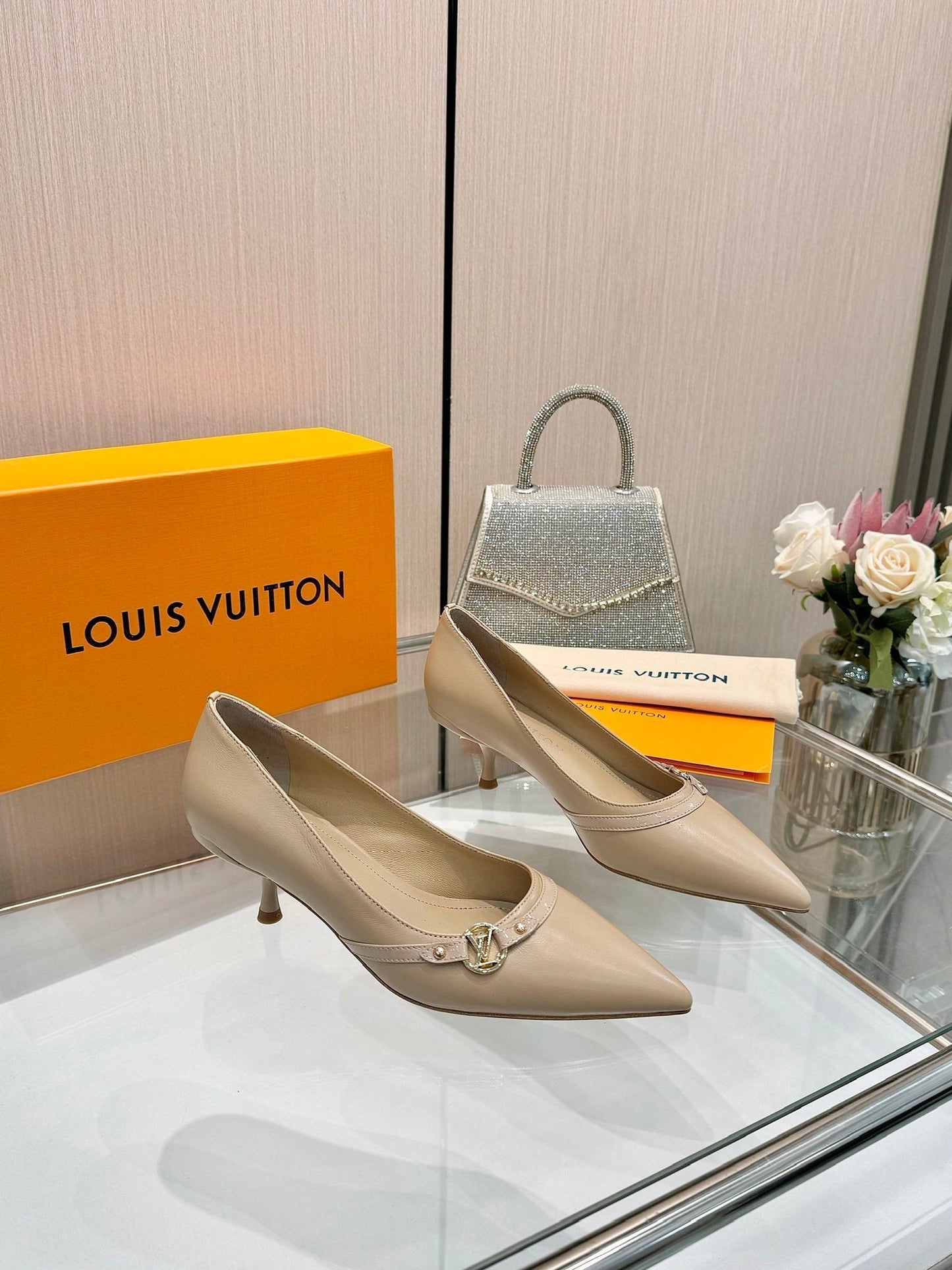 6AM HIGH HEELS 55 MM IN TAN BEIGE LAMBSKIN