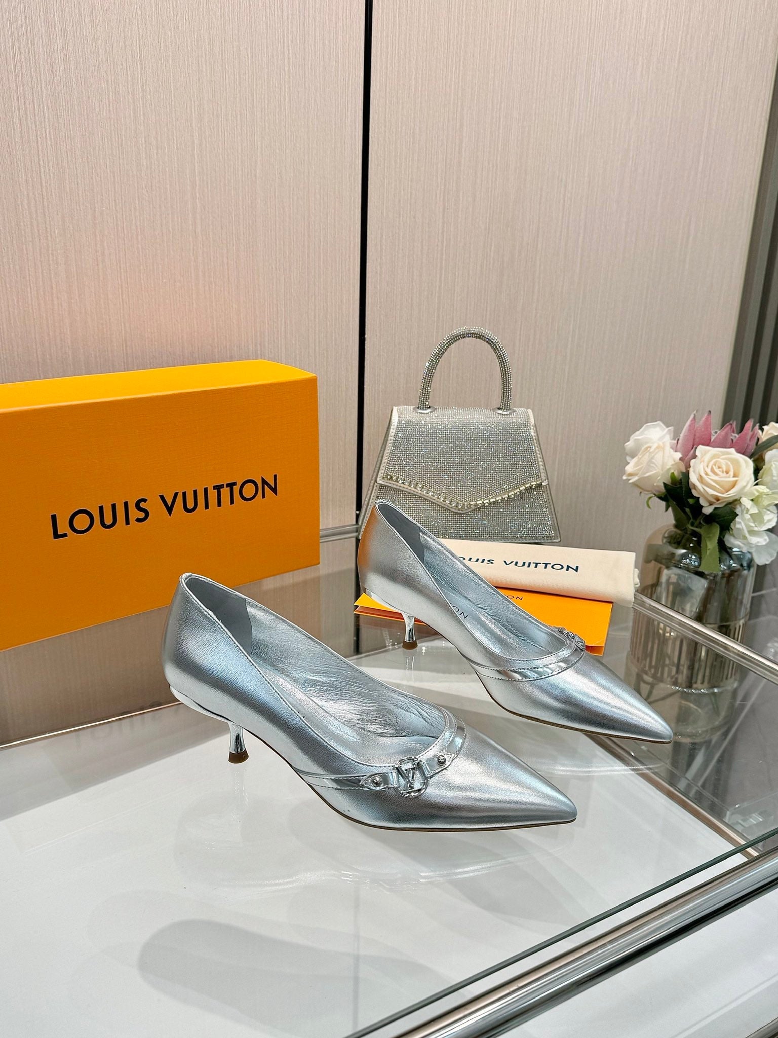 6AM HIGH HEELS 55 MM IN SILVER LAMBSKIN