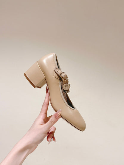CC HIGH MARY JANE ALMOND BEIGE LAMBSKIN
