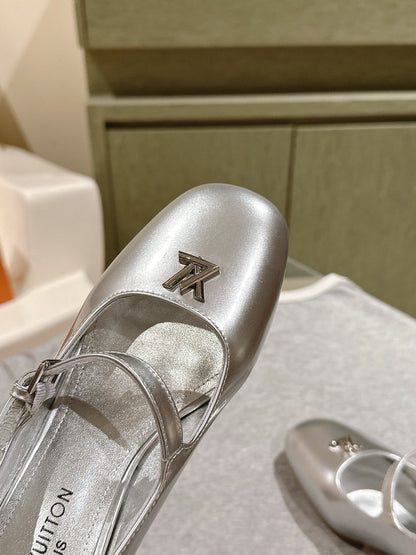 SWING HIGH MARY JANE 55 MM IN SILVER PATENT CALFSKIN