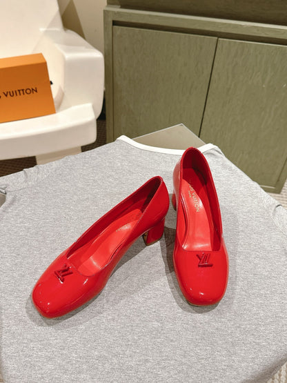 SWING HIGH PUMP 55 MM IN CRIMSON RED PATENT CALFSKIN