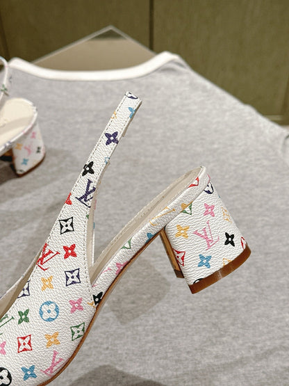 SWING SLINGBACK PUMP 55 MM IN WHITE MONOGRAM CALFSKIN