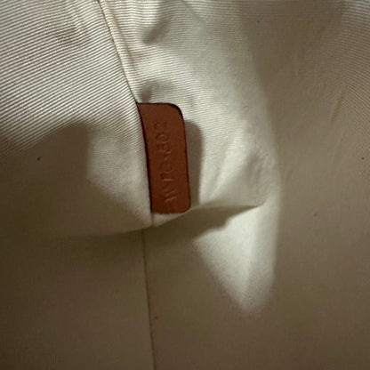 SMALL POUCH 25 IN BEIGE CANVAS AND BROWN CALFSKIN