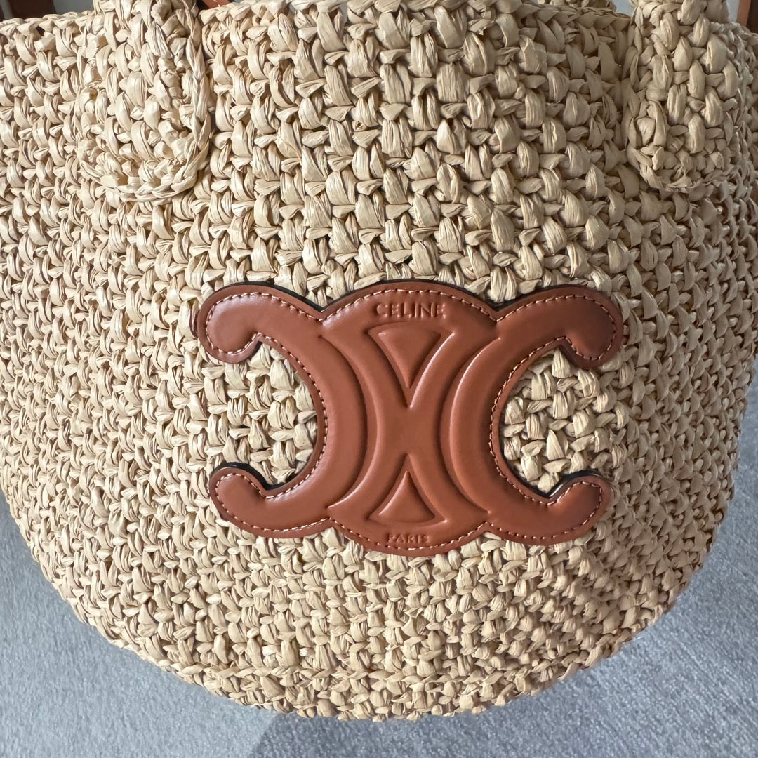 TOTE BAG CELINE TRIOMPHE 23 IN BEIGE RAFFIA