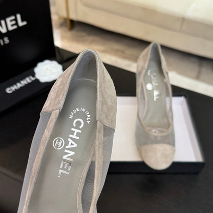 HIGH HEEL 85 MM SANDALS IN PALE GRAY SUEDE AND MESH