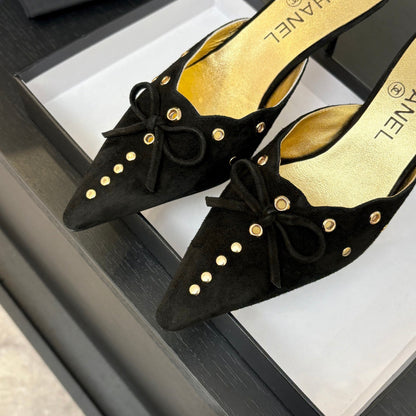 HIGH HEEL MULE 65 MM IN BLACK SUEDE
