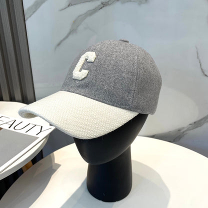BASEBALL CAP MODEL 652409 IN WHITE AND GRAY FELTED FABRIC