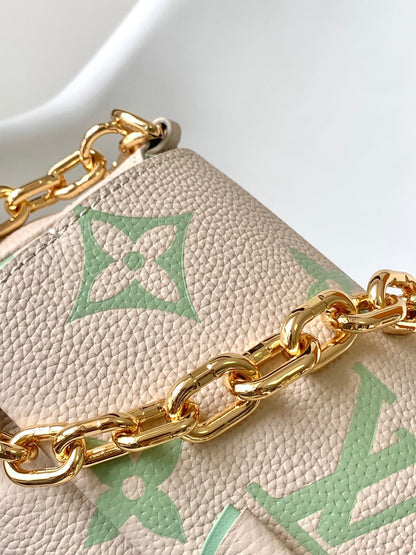 FAVORITE BAG 24 IN BEIGE MIX GREEN MONOGRAM SOFT GRAINED COWHIDE